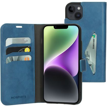 Mobiparts Classic Wallet iPhone 14 Plus Étui Portefeuille - Steel Blue