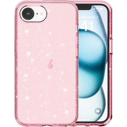 Mobigear Crystal Glitter Coque iPhone 16e Coque arrière Rigide - Rose
