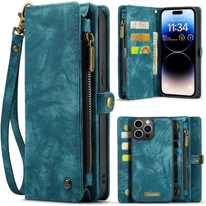Caseme 008 Housse iPhone 15 Pro Max Etui avec Coque Détachable Porte-Monnaie - Bleu