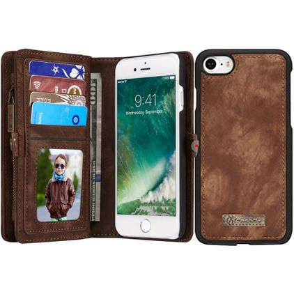 Caseme 008 Housse iPhone 7 Etui avec Coque Détachable Porte-Monnaie - Marron