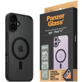 PanzerGlass Clear Coque iPhone 16 Plus MagSafe Coque arrière Rigide Anti-Chocs - Transparent / Noir