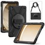 Xccess Survivor All-round Coque Samsung Galaxy Tab A9 Plus (2023) Coque arrière en Plastique rigide,Silicone + Bandoulière + Support Amovible - Noir