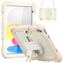 Mobigear SureGrip Xtreme Coque iPad 10 (2022) Coque arrière en Plastique rigide,Silicone + Bandoulière + Support Amovible - Blanc / Rose doré