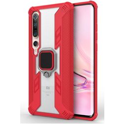 Mobigear Armor Ring Coque Xiaomi Mi 10 Pro Coque arrière Rigide Anti-Chocs avec Anneau-Support - Rouge