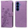 Mobigear Flowers Housse Samsung Galaxy S26 Etui Porte-Monnaie - Violet