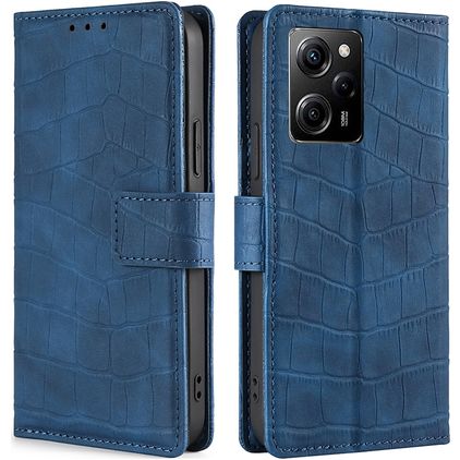 Mobigear Croco Housse POCO X5 Pro Etui Porte-Monnaie - Bleu