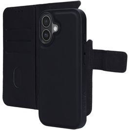 Mobiparts Housse iPhone 17 Etui avec Coque Détachable en Cuir Véritable Porte-Monnaie - Noir