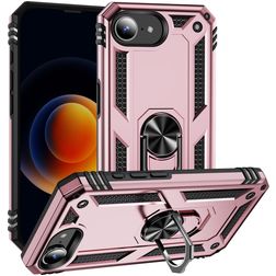 Mobigear Armor Ring Coque iPhone 17e Coque arrière Rigide Anti-Chocs avec Anneau-Support - Rose doré