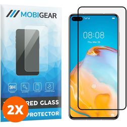 Mobigear Premium Huawei P40 Verre trempé Protection d'écran - Compatible Coque - Noir (Lot de 2)