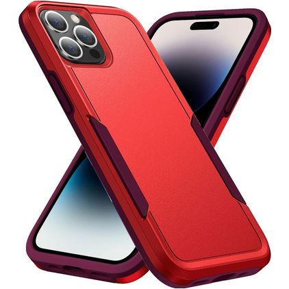 Mobigear Heavy Armor Coque iPhone 14 Pro Coque arrière Rigide Anti-Chocs - Rouge