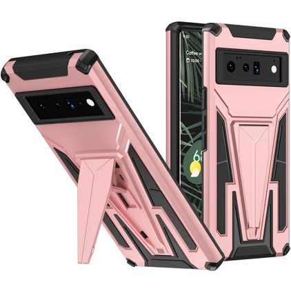 Mobigear Armor Stand Google Pixel 6 Pro Plastique rigide Coque arrière Antichoc avec béquille - Rose doré