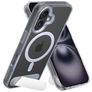 Mobiparts Hardcover Coque Transparente iPhone 16 MagSafe Coque arrière Rigide avec Support Amovible - Transparent