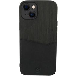 Valenta Card Slot iPhone 13 Cuir véritable Coque arrière avec porte-cartes - Noir