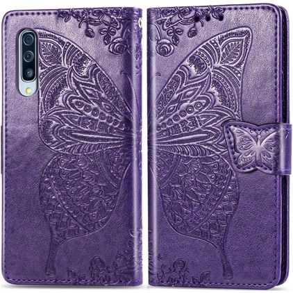 Mobigear Butterfly Housse Samsung Galaxy A50 Etui Porte-Monnaie - Violet
