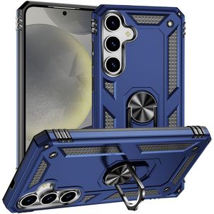Mobigear Armor ring Coque Samsung Galaxy S25 Coque arrière Rigide Anti-Chocs avec Anneau-Support - Bleu
