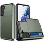 Mobigear Card Coque Samsung Galaxy S21 Plus Coque arrière Rigide Anti-Chocs avec Porte-Cartes - Vert armée