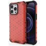 Mobigear Honeycomb Coque iPhone 14 Coque arrière Rigide Anti-Chocs - Rouge