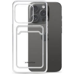 Mobilize Gelly Card Coque Transparente iPhone 15 Pro Coque arrière en TPU Souple avec Porte-Cartes - Transparent