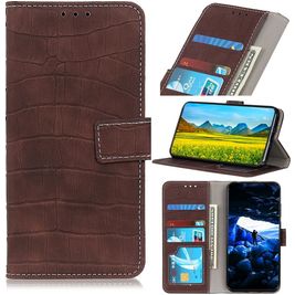 Mobigear Croco Housse iPhone 13 Etui Porte-Monnaie - Marron