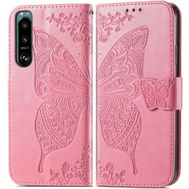 Mobigear Butterfly Housse Sony Xperia 5 IV Etui Porte-Monnaie - Rose