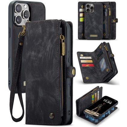 Caseme 008 Housse iPhone 16 Pro Max Etui avec Coque Détachable Porte-Monnaie - Noir