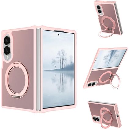 Mobigear 360 Rotating Ring Coque Samsung Galaxy Z Fold 8 Ultra MagSafe Coque arrière Rigide avec Anneau-Support - Rose