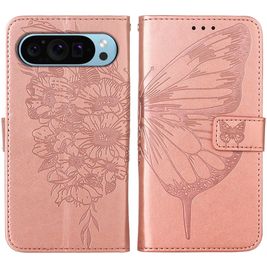 Mobigear Butterfly Housse Google Pixel 9 Etui Porte-Monnaie - Rose doré