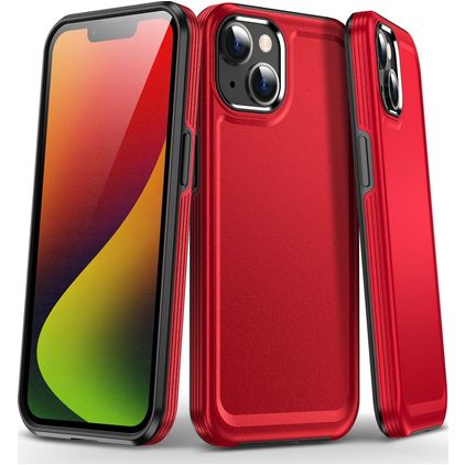 Mobigear Slim Armor Coque iPhone 15 Plus Coque arrière Rigide Anti-Chocs - Rouge