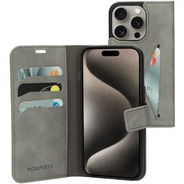Mobiparts Classic Wallet Housse iPhone 15 Pro Etui Porte-Monnaie - Granite Grey