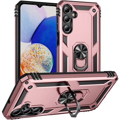 Mobigear Armor ring Coque Samsung Galaxy A16 Coque arrière Rigide Anti-Chocs avec Anneau-Support - Rose doré
