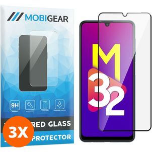 Mobigear Premium Samsung Galaxy M32 4G Verre trempé Protection d'écran - Compatible Coque - Noir (Lot de 3)