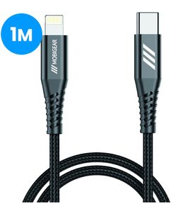 Mobigear Nylon Câble USB-C vers Apple Lightning MFI 1 mètre - Noir