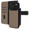 Mobiparts iPhone 17 Pro Coque Cuir véritable Étui 2en1 avec coque amovible Portefeuille - Taupe