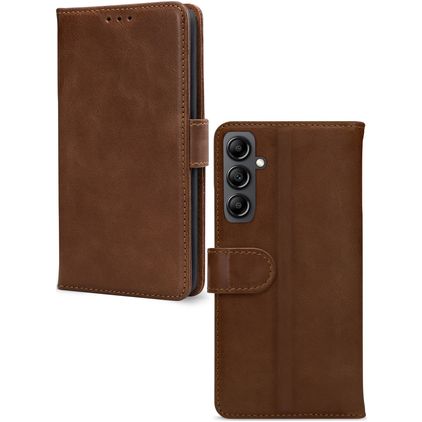 Mobilize Wallet Housse Samsung Galaxy A15 Etui en Cuir Véritable Porte-Monnaie - Marron