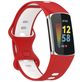 Mobigear Sport Dual Bracelet Silicone Fitbit Charge 5 Fermeture à clou et passant - Blanc / Rouge
