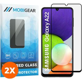 Mobigear Premium Samsung Galaxy A22 4G Verre trempé Protection d'écran - Compatible Coque - Noir (Lot de 2)
