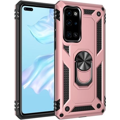 Mobigear Armor Ring Coque Huawei P40 Coque arrière Rigide Anti-Chocs avec Anneau-Support - Rose doré