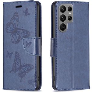 Mobigear Butterfly Housse Samsung Galaxy S24 Ultra Etui Porte-Monnaie - Bleu