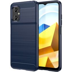 Mobigear Brushed Slim Coque POCO M5 Coque arrière en TPU Souple - Bleu Marin