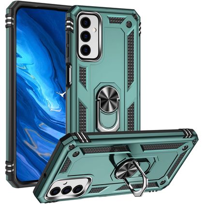 Mobigear Armor Ring Coque Samsung Galaxy M23 Coque arrière Rigide Anti-Chocs avec Anneau-Support - Vert