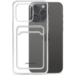 Mobilize Gelly Card Transparent iPhone 15 Pro Max TPU souple Coque arrière avec porte-cartes - Transparent