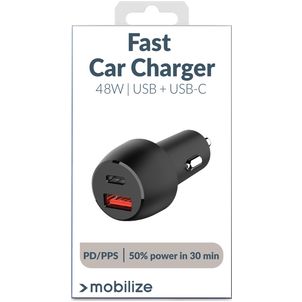 Mobilize - Double USB / USB-C Chargeur voiture Power Delivery 48W - Noir