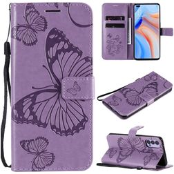 Mobigear Butterfly Housse OPPO Reno 4 Etui Porte-Monnaie - Violet