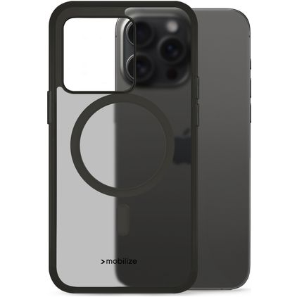 Mobilize Hybrid iPhone 15 Pro Max MagSafe Plastique rigide Coque arrière Antichoc - Noir