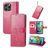 Mobigear Clover Housse iPhone 15 Pro Etui Porte-Monnaie - Magenta