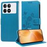 Mobigear Flowers Housse POCO X6 Pro Etui Porte-Monnaie - Bleu