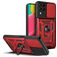 Mobigear Armor Ring Cam Slide Samsung Galaxy M53 Plastique rigide Coque arrière Antichoc avec bague de maintien - Rouge