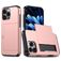 Mobigear Card Coque iPhone 16 Pro Max Coque arrière Rigide Anti-Chocs avec Porte-Cartes - Rose doré