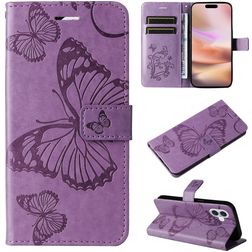 Mobigear Butterfly Housse iPhone 16 Plus Etui Porte-Monnaie - Violet