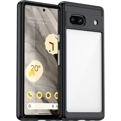 Mobigear Crystal Coque Google Pixel 7a Coque arrière Rigide - Transparent / Noir
